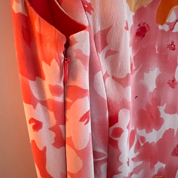 Adrianna Papell Orange/Pink Floral Dress with belt, size 4 - Picture 9 of 13